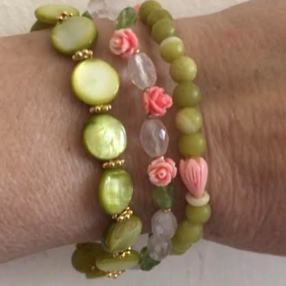 Beautiful set of unique stretch bracelets